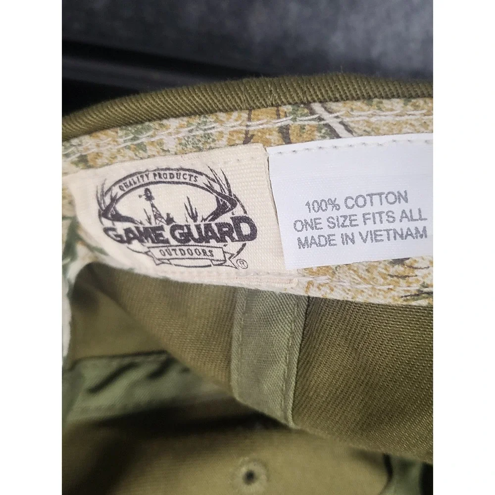 GameGuard Outdoors Hat Men OS Olive Green Embroidered Logo Camo Bill Hunting Cap